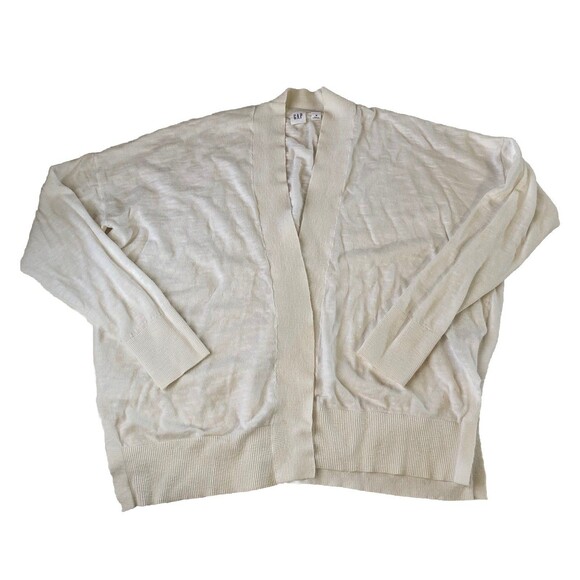 GAP Women’s Open Front Cardigan Snowflake Milk Split Hem Tag Size Medium - Picture 2 of 16
